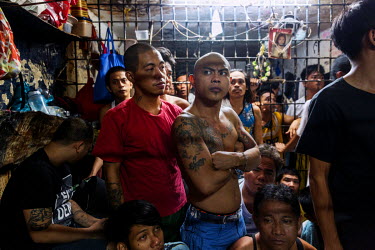 Inmates squeezed into an overcrowded cell in Manila Police Station 6, Santa Ana, where over half those incarcerated are there on drug-related charges.