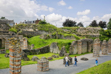 Visitors at the town's Roman ruins.