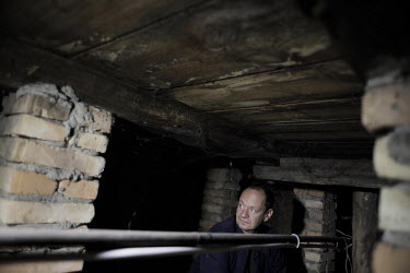 Philippe Sands, the writer of East West Street, in the undergound cellar where, during WW2, 17 Jews were hidden by a Polish family for two years, saving them from the Nazis.