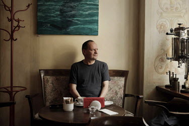 Philippe Sands, the Franco-British writer of East West Street, sits in his favourite cafe in central Lviv, the town where most of his book's writing took place and where its main protagonists lived.