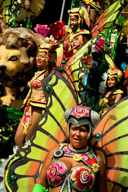 Dancers with the Paraiso School of Samba float at the Notting Hill Carnival where this year's theme for the school is 'Paradise'.