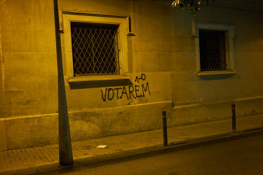 Graffiti in support of the Catalan referendum which the Catalan government is still planning to hold on 1 October 2017, even though it has been deemed illegal by the Spanish government in Madrid.
