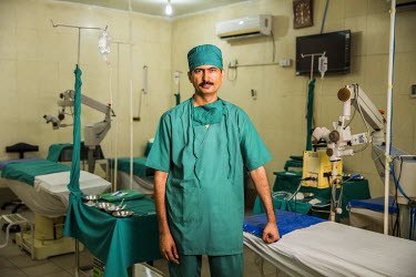 Dr Khalid, one of the eye surgeons, pictured in the operating room of the LRBT Eye Hospital in Mandra.