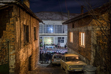 Residents, friends and family gather in the town centre and for the traditional 'houra' dance during the first evening wedding celebrations of bride and groom Fikrie Bektasheva (22) and Tahir Mashev (...