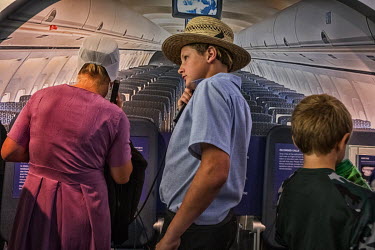 An Amish family visiting the memorial to Flight 93, the 'fourth plane' that crashed after being hijacked during the terrorist attacks of 11 September 2001.