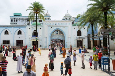 Visitors in the courtyard of the shrine of Shah Jalal.