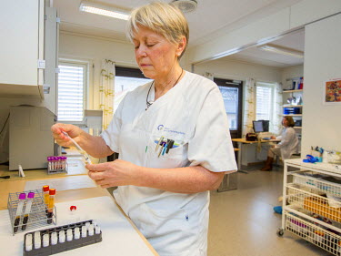 Ase Halsne, a member of staff at the Oslo Diabetes Research Centre, testing blood samples.