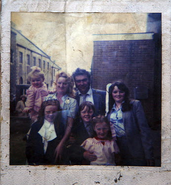 One of Irish Traveller Jean Sheridan's polaroid photographs, showing her mother and father Jeany and John 'Button' Sheridan, and her sisters. Pictured l-r: Jean, Nora, Jeany, John Button (Snr), Jimmy,...