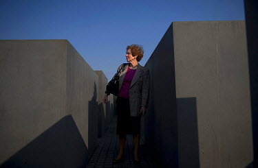 Anti-Nazi activist Beate Klarsfeld at the Holocaust Memorial in Berlin.