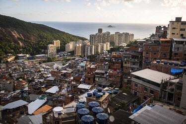 High rise condominiums in the wealthy neighbourhood of Sao Conrado, viewed from Rocinha, the largest single favela in Rio.