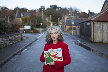 Gillian Emerick leafleting residents in the town of Dornoch. Emerick is a resident of Embo opposed to the planned golf course development on Coul Links, a stretch of coastline which is an SSSI protect...