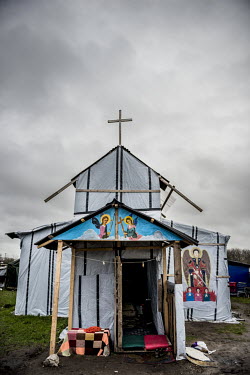 A church built by Ethiopian migrants in the so-called 'Jungle' refugee camp.