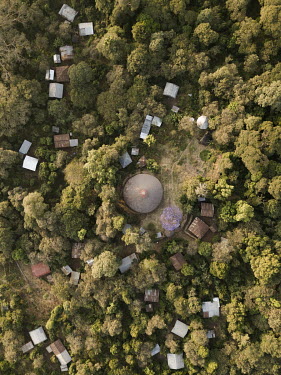 Betre Mariam church surrounded by mature forest canopy in Zege, Lake Tana  Church forest land surrounding churches have become islands of biodiversity in seas of agriculture, the last remnants of a on...