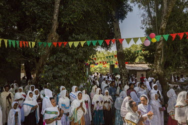 Worshippers gather at Debra Mariam church on Lake Tana to celebrate a special festival holiday to Mariam (Mary).
