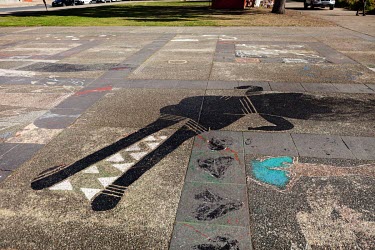 Indigenous drawings at the site of the Aboriginal Tent Embassy, a semi-permanent assemblage where residing activists claim to represent the political rights of Aboriginal Australians. It is made up of...