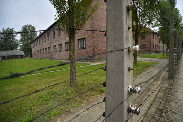 The perimeter fence at Auschwitz concentration camp.
