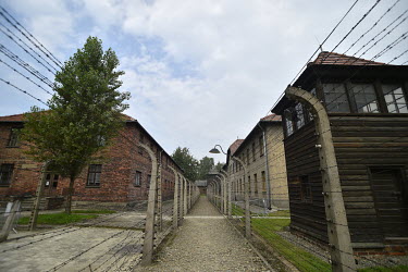 The perimeter fence at Auschwitz concentration camp.