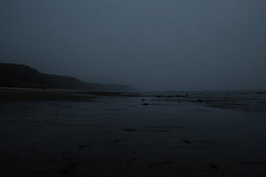 Evening mist rolls in on the East Durham coast. During the peak of the coal mining era these beaches were full of waste from the pit which was tipped into the sea.