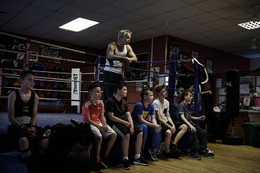 Trainer Glen Bosher watches over young boxers during a class at Frank's Gym in Easington Colliery. The sessions are run by Glenn Bosher and police officer Bruce Harriman. They charge the girls and boy...