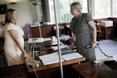 The head of the Supreme Court Malgorzata Gersdorf in her office where she works with her assistant Teresa Pyzlak. Gersdorf (65) is opposing a law, passed in January 2018 by the ruling Law and Justice...