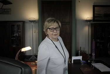 The head of the Supreme Court Malgorzata Gersdorf poses in her office in the Court. Gersdorf (65) is opposing a law, passed in January 2018 by the ruling Law and Justice Party (PiS), which lowered the...