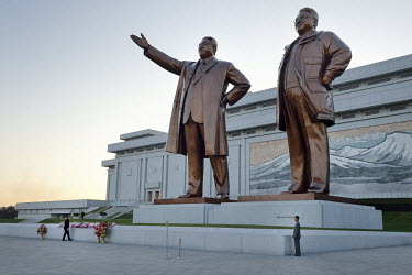 The Mansudae Grand Monument, where two giant bronze statues of Kim Il-sung and Kim Jong-il tower over the city.