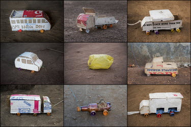 Toys made by children in the Bidibidi refugee settlement.