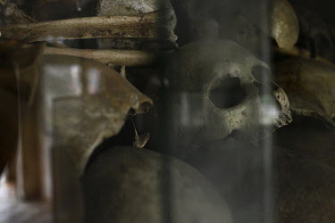 Prisoner's skeletons at the Tuol Sleng Genocide Museum (S21).