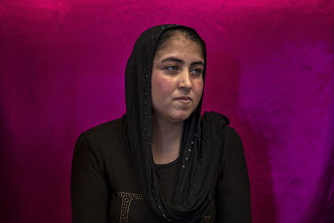 Yazidi Vedad Keret Nawaf (27) from Tel Benat near Sinjar and has been in this camp for four years since they fled the invasion of their region by ISIS. Her husband was killed by ISIS.