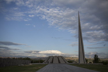 The Tsitsernakaberd Memorial, dedicated to the 1915 Armenian Genocide, on a hill overlooking Yerevan. Made up of 12 basalt slabs leaning inward over an eternal flame, the memorial symbolizes the rebir...