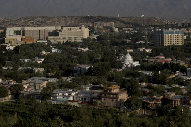 A view over the city with the American Embassy at the top left.