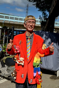 Veteran gay-rights activist ChI Chia-wei after he cast his vote in local elections on 24 November 2018. Included on the ballot are a range of referendum issues concerning gay rights issues, such as th...