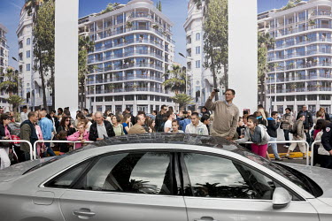 Cannes, France, May 18, 2012 The 65th edition of the Cannes Film Festival: Curious tourists and citizens take position in front of the Palais des Festivals et des Congres, in order to spot celebritie...