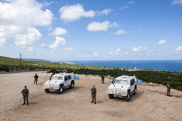Italian UNIFIL soldiers on patrol near the Israeli/Lebanese border.