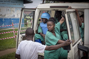 An Ebola response team arrives in Oicha, about 30 kilometres north of Beni, where they will vaccinate anyone who has been in contact with an Ebola victim and disinfect where they live. They are workin...