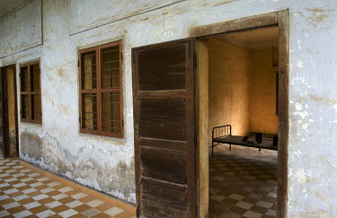 An inmate's cell in the Khmer Rouge detention and torture centre, S21, or Tuol Sleng, now the Genocide Museum.