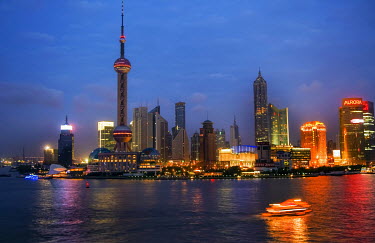 The Pudong skyline and the Yangtse River.