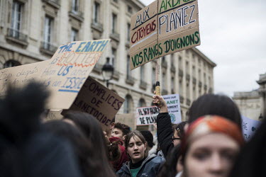 Students gathered for a 'climate strike' demonstration at the Pantheon. Joining the worldwide #ClimateStrike #FridaysForFuture youth movement, inspired by the Swedish student Greta Thunberg, middle an...