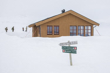The newly built Vouma cabin in Dividalen National Park is part of the Norwegian Trekking Association network. As a goodwill gesture, and part of their Arctic training, the Royal Navy used their helico...