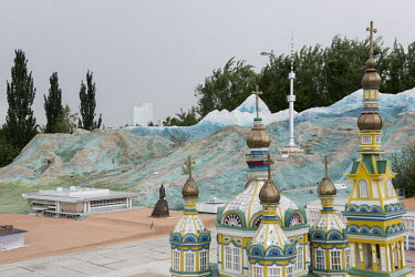 A giant model three dimensional map of Kazakhstan at the Atameken Ethno-Memorial Complex.