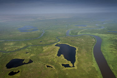 An aerial view of the 'Sudd', a vast swamp extending from Bor to Malakal that is the heartland of the Nuer opposition. 'Sudd' is an Arabic word derived from 'sadd' that means barrier or obstruction.