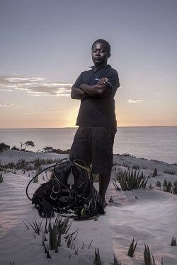 James Paul (32), a field scientist for NGO Blue Ventures, trains volunteers and manages monitoring and data collection of reef status and fish species in the reserve. 'It's important to be collecting...