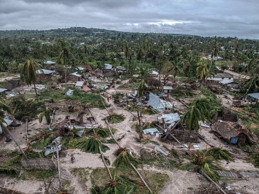 An aerial view of Macomia after the town was hit by cyclone Kenneth.