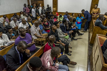 People in a crowded coutroom at the Buganda Road Court on 9 November 2018 where activist and academic researcher Stella Nyanzi appeared before magistrate Ester Nahiliya charged with cyber harassment a...