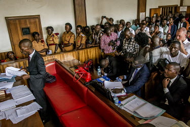 Isaac Ssemakadde, the leader of a team of lawyers representing Dr Stella Nyanzi, talks to the court during a hearing at Buganda Road Court.Dr Nyanzi (42) was charged on 10 April 2017 under section 24,...