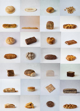 A collage of different types of bread typcial to the 28 member states of the European Union.