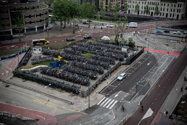 A vast bicycle storage area on a square near the Hoog Catharijne shopping centre.