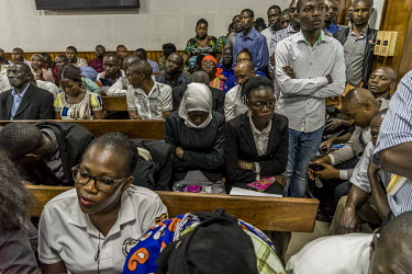 The crowded public gallery at the Buganda Road Chief Magistrate's Court where Presiding Magistrate Gladys Kamasanyu rules on a case of 'Computer Misuse' against Makerere University Researcher Dr. Stel...