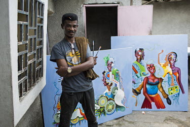 Artist Monsengo Shula in his studio.