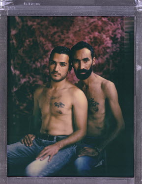 37 year old, gay man Walid (right) and 26 year old, gay man Abdesattar (left). They have been together for five years, but because of hostile attitudes towards same sex relationships in the region and...